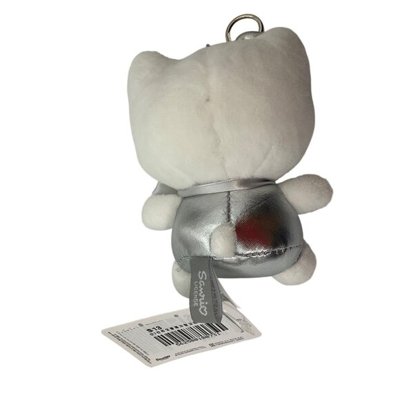 New Korean Hello Kitty Sanrio Plush Keychain Silver Metallic Bag Charm 5" - Picture 2 of 12